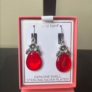 True to Form | Ruby Red Dangle Sterling Silver Plated Earrings 🌹